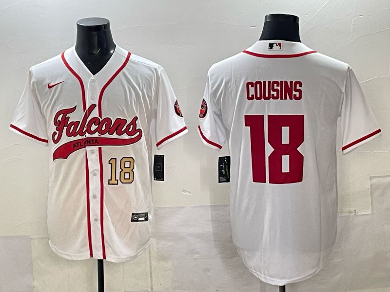 Men 2025 Nike Atlanta Falcons #18 Cousins white Joint Name Limited NFL Jersey style 03